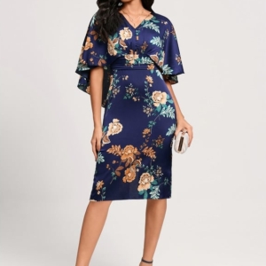 Robe Moulante Satinée Fleurie