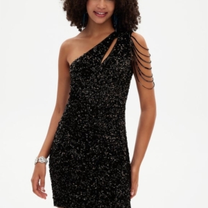 Robe Moulante Scintillante Asymétrique