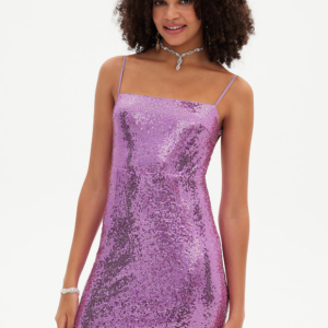 Robe Moulante Pailletée Violette