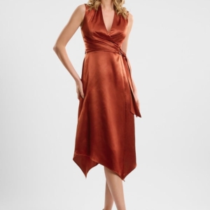 Robe Moulante Satin Rouille