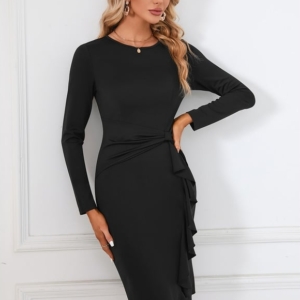 Robe Moulante Noire Drapée