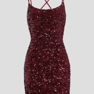 Robe Moulante Pailletée Bordeaux