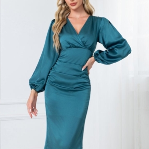 Robe Moulante Satin Émeraude
