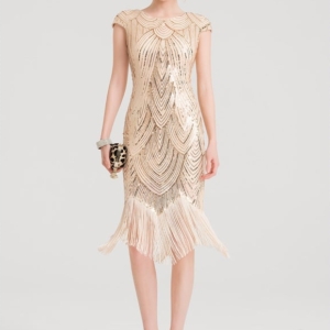 Robe Moulante Paillette Doré