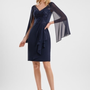 Robe Moulante Évasée Marine