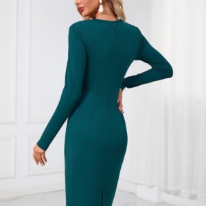 Robe Moulante Midi Émeraude Élégante