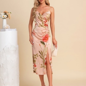 Robe Moulante Satinée Florale