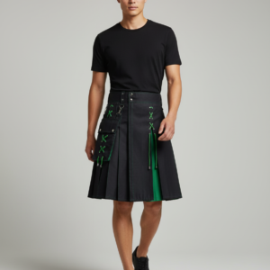 Mens Pocket Tie Rope Scottish Skirt 2024 New Genderless Casual Fashion Medieval Retro Steampunk Contrast Color Skirt Unisex