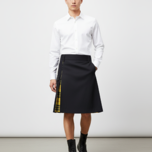 Men Vintage Scotland Skirt Plaid Print High Waist Casual Large Size Fashion Street Scottish Skirts Cloth Lugentolo