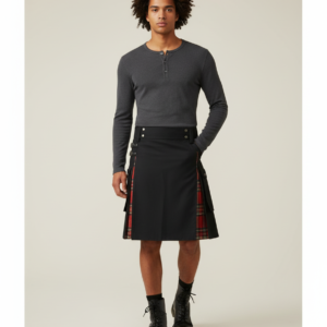 Men Vintage Scotland Skirt Plaid Print High Waist Casual Large Size Fashion Street Scottish Skirts Cloth Lugentolo