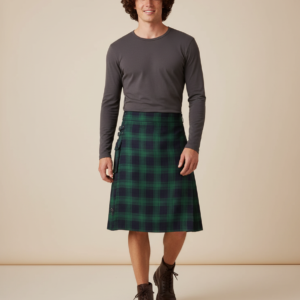 Men's Short Skirt Traditional Highland Tartan Practical Kilt Mens Skirt Vintage Kilt Scotland Gothic Punk Fashion Kendo Pocket