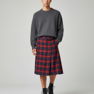 Men's Short Skirt Traditional Highland Tartan Practical Kilt Mens Skirt Vintage Kilt Scotland Gothic Punk Fashion Kendo Pocket