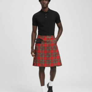 Men Scotland Kilt Traditional Plaid Belt Pleated Bilateral Chain Gothic Punk Hip-hop Avant Garde Scottish Tartan Pants Skirts