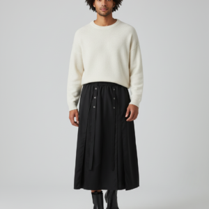 INCERUN Men Skirts Solid Pants Elastic Waist Oversize Split Irregular Trousers Men Skirts Streetwear 2025 Fashion Men Bottoms