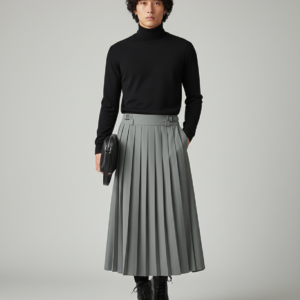 2024 Men Casual Skirts Solid Color Pleated Zipper Loose Trousers Personality Streetwear Leisure Fashion Men Skirts S-5XL INCERUN