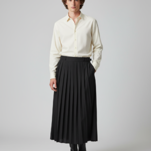 2024 Men Casual Skirts Solid Color Pleated Zipper Loose Trousers Personality Streetwear Leisure Fashion Men Skirts S-5XL INCERUN