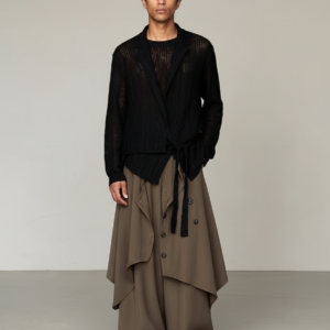 Korean Retro Trousers Skirt Solid Button Top Japanese Style 2025 New Men Women Irregular Design Pants Oversized Hakama Aesthetic