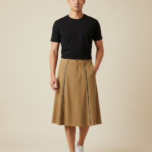 INCERUN Men Skirts Loose Button Zipper Solid Color Casual Men Bottoms Trousers Streetwear Personality Fashion Male Skirts S-4XL