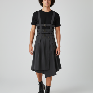 2023 Men Irregular Skirts Jumpsuits Solid Color Hollow Out Straps Men Pants Streetwear Personality Male Skirts S-5XL INCERUN