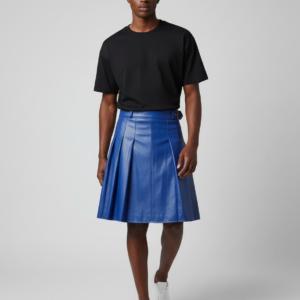 Men Gladiator Scottish Highland Utility Kilt Larp PU Leather Club Pleated Skirt Fashion Kilt Party Punk Rock Skirts Streetwear
