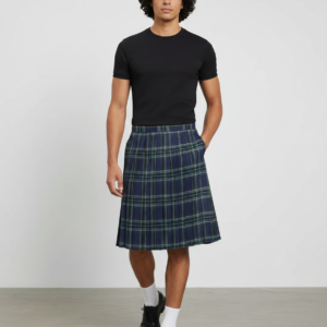Scottish Mens Traditional Kilt with Bilateral Belt Highland Tartan Pleated Male Kilt