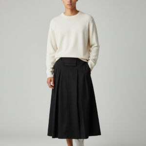 INCERUN American Style Trousers Fashion Men Personality Split Pleated Half Body Skirts Pants Male Clubwear Loose Solid Pantalons