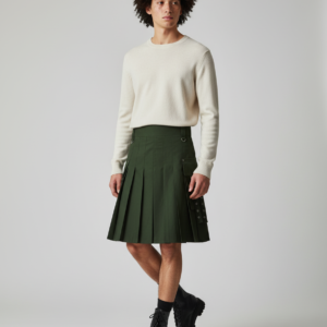 New Men's Scottish Style Festival Skirt Multi-colored Medieval Pleated Skirt High Waist Solid Color