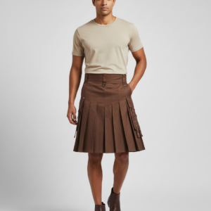 New Men's Scottish Style Festival Skirt Multi-colored Medieval Pleated Skirt High Waist Solid Color