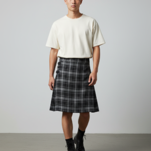 Scottish Festival Skirt Men's Checked Contrast Pleated Skirt
