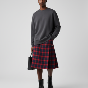 Scottish Festival Skirt Men's Checked Contrast Pleated Skirt