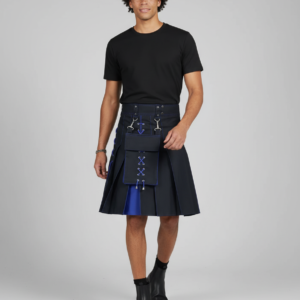 Scotland Irish Hybrid Tartan Kilt Adult Men's Morden Pleated Skirt Pocket Hybrid Bottom National Holiday Costume Utility Outfit