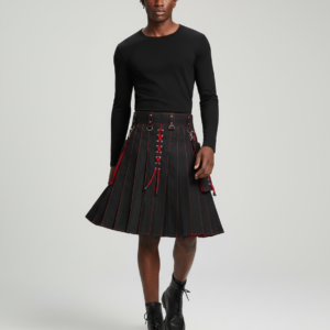 Scotland Irish Hybrid Tartan Kilt Adult Men's Morden Pleated Skirt Pocket Hybrid Bottom National Holiday Costume Utility Outfit