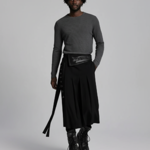 PUNK RAVE Men's Punk Cyber 3D Print Personality Pleated Design Half Skirt Party Club Unique Avant-garde Men Clothing