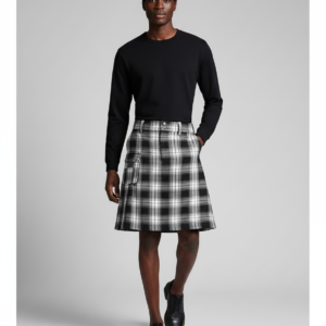 Highland Irish Hybrid Tartan Sport Kilt Adult Men Women Morden Pleated Skirt Pocket Hybrid Dress Holiday Costume Utility Outfit