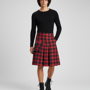Highland Irish Hybrid Tartan Sport Kilt Adult Men Women Morden Pleated Skirt Pocket Hybrid Dress Holiday Costume Utility Outfit