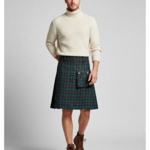 Highland Irish Hybrid Tartan Sport Kilt Adult Men Women Morden Pleated Skirt Pocket Hybrid Dress Holiday Costume Utility Outfit