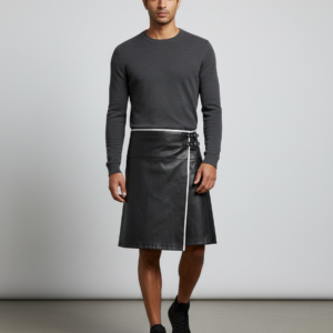 Men's Gladiator pleated skirt PU leather casual punk Carnival skirt shorts Scottish skirt pants