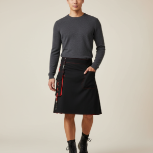 Men Scottish Festival Men Kilt Traditional Highland Dress Medieval Skirt Pocket Casual Pleated Skirt Carnival Cosplay Costume