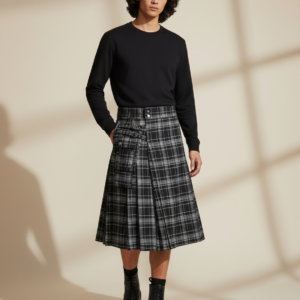 Scottish Holiday Skirt Men's Plaid Contrasting Pleated Skirt BK0140