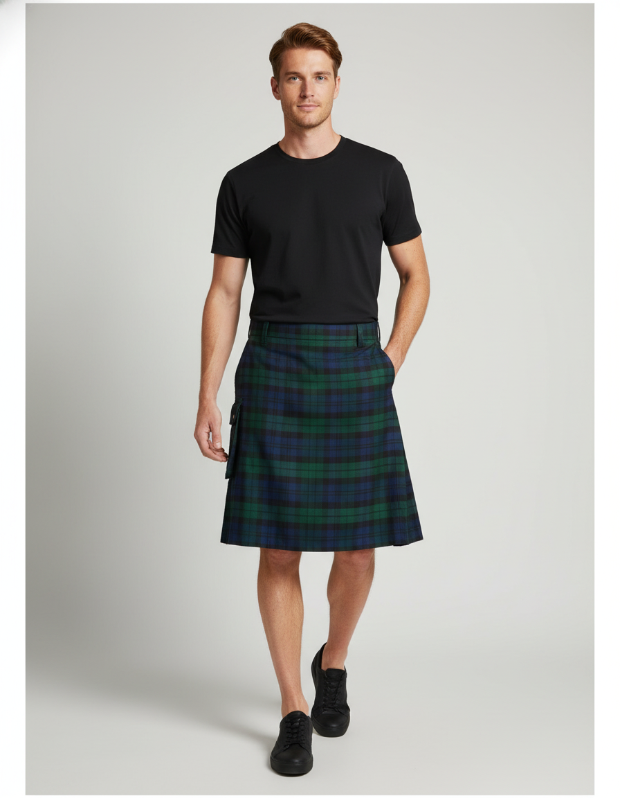 Mens Skirt Vintage Kilt Scotland Gothic Punk Fashion Pocket Pleated Skirts Scottish Clothing Casual Spring Mens Streetwear New