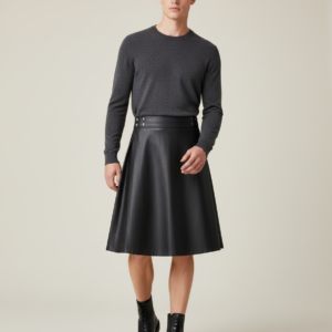 Mens Scottish Utility Kilts Vintage Gothic Pleated Skirts Vintage Traditional Leather High Waist Kilts