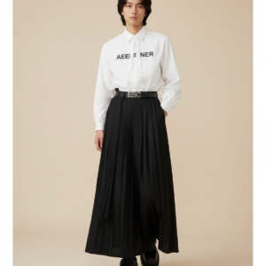 Y2k Gothic Dark Style Skirt Pants Pleated Double Ribbon Design Hakama Genderless Japanese Streetwear Samurai Pants Unisex 2024