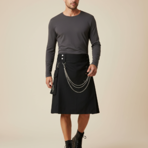 Men's Scottish Festival Dress Men's Traditional Kilt Steampunk Scottish Kilt Retro Solid Color Zipper Fashion Casual Skirt