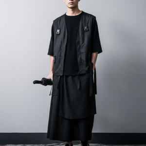 2024 Men Irregular Pants Men Solid Joggers Streetwear Elastic Waist Skirts Male Wide Leg Trousers Men Loose Punk Pantalon