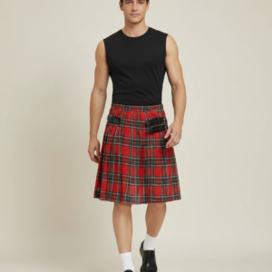 M-XL Hot Scottish Men Kilt Traditional Plaid Belt Pleated Chain Bilateral Brown Gothic Punk Scottish Plaid Pants Skirts