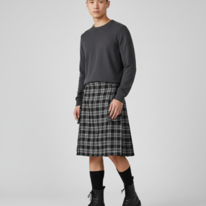 Kilt for Men Traditional Highland Tartan Utility Kilt Scottish Mens Kilt Scottish Designer Men 's Black Utility Kilt