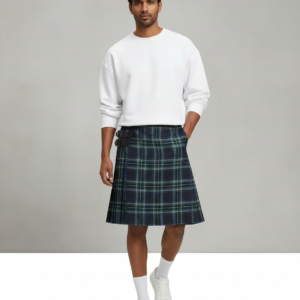 Men Fashion Casual Plaid Waistband Pleated Skirt Scottish Style Traditional Kilt Costume Stage Performance Retro Clothing