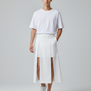 INCERUN Solid Men Casual Pants Pantalons Fashion Hollow Out Long Half Length Skirt Pants Wide Leg Trousers Men's Clothing Summer