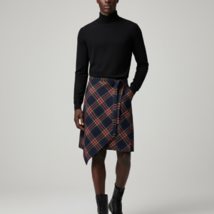 Unisex Layered A Line Wrap Skirt Hiphop Street Dance Checkered Hip Scarf Tie Up Asymmetrical Overskirt Shirt Extender