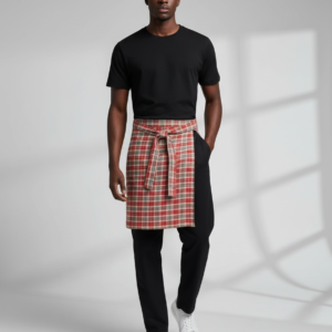 Unisex Layered A Line Wrap Skirt Hiphop Street Dance Checkered Hip Scarf Tie Up Asymmetrical Overskirt Shirt Extender